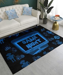 Black Gamepad Rugs for Gamer Room - Floor Mat for Playroom or Bedroom