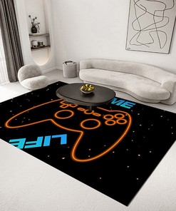 Black Gamer Home Decor Crystal Doormat - Controller Gamepad Carpets for Boys Bedroom/Living Room