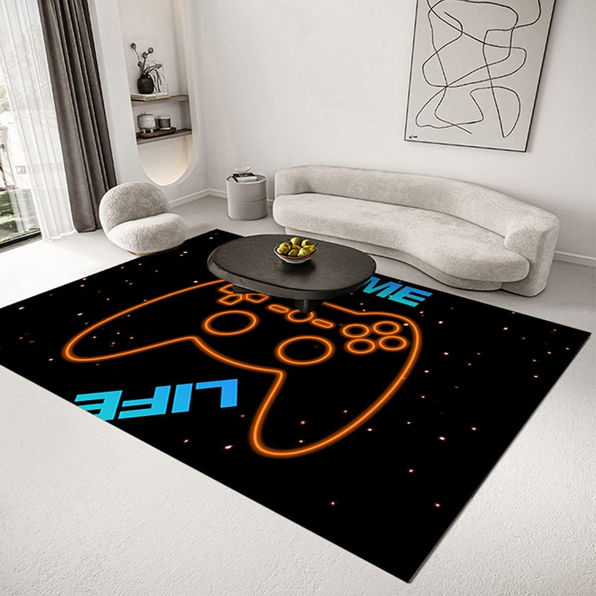 Black Gamer Home Decor Crystal Doormat - Controller Gamepad Carpets for Boys Bedroom/Living Room