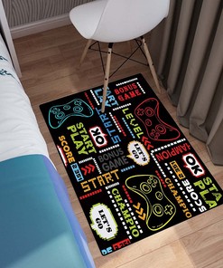 Black Gaming Area Rugs for Boys - Add Cool Game Style to Bedroom Decor with Gamer Rug, Video Games Carpet