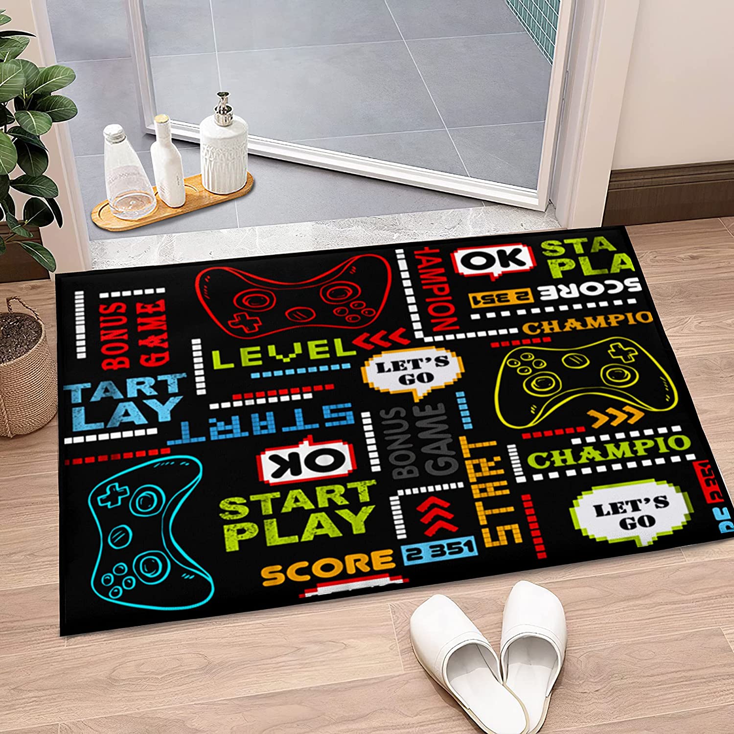 Black Gaming Area Rugs for Boys - Add Cool Game Style to Bedroom Decor with Gamer Rug, Video Games Carpet - Image 2