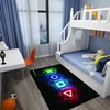 Black Gaming Skull Area Rug for Boys Bedroom with Cool Game Style