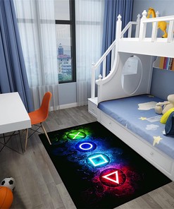 Black Gaming Skull Area Rug for Boys Bedroom with Cool Game Style