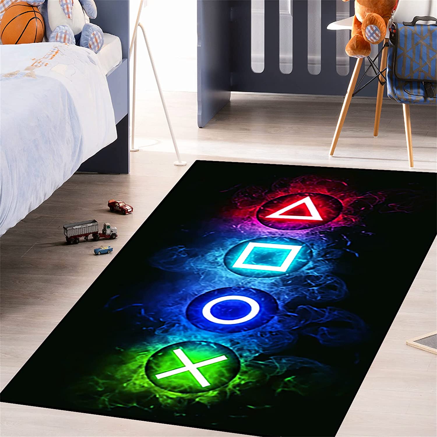 Black Gaming Skull Area Rug for Boys Bedroom with Cool Game Style - Image 3