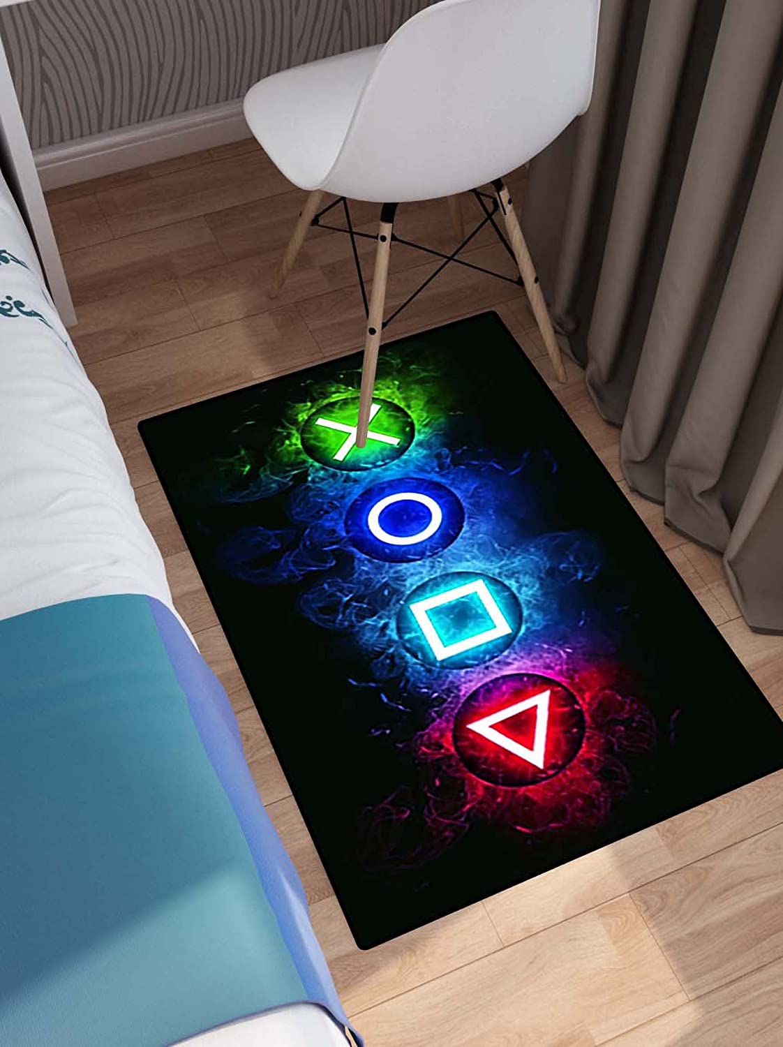 Black Gaming Skull Area Rug for Boys Bedroom with Cool Game Style - Image 4
