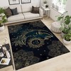 Black Gold Star Moon Sun Mandala Kids Rugs - Indoor Non-Slip Area Rugs with Machine Washable Breathable Durable Carpet