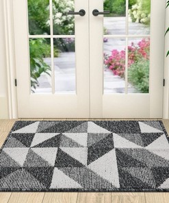 Black Low-Profile Indoor Entry Rug - Non-Slip Absorbent Rug for Your Home Entrance - OLANLY Door Mat
