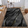 Black Marble Gold Line Texture Indoor Area Rug with Non-Slip Backing for Nursery Bed Living Room Carpets Nursery Decor