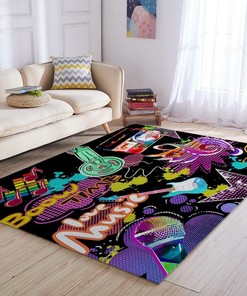 Black Pink Gaming Rug for Kids Bedroom - Large Area Carpet with Gamepad Print