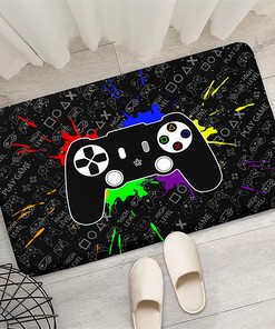 Black Video Games Area Rugs for Boys and Teens - 3D Printed Gamer Room Decor Floor Mat Door Mats, Throw Rugs Yoga Mat