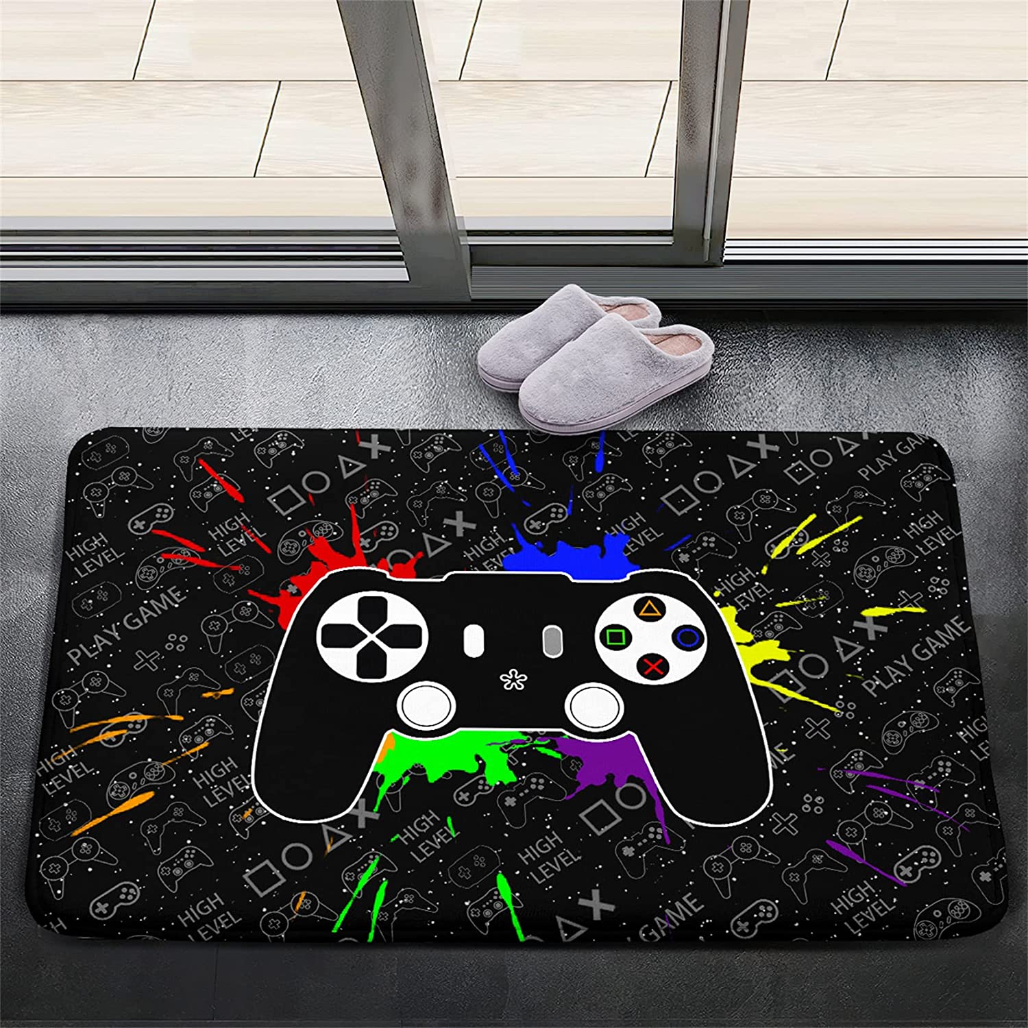 Black Video Games Area Rugs for Boys and Teens - 3D Printed Gamer Room Decor Floor Mat Door Mats, Throw Rugs Yoga Mat - Image 2