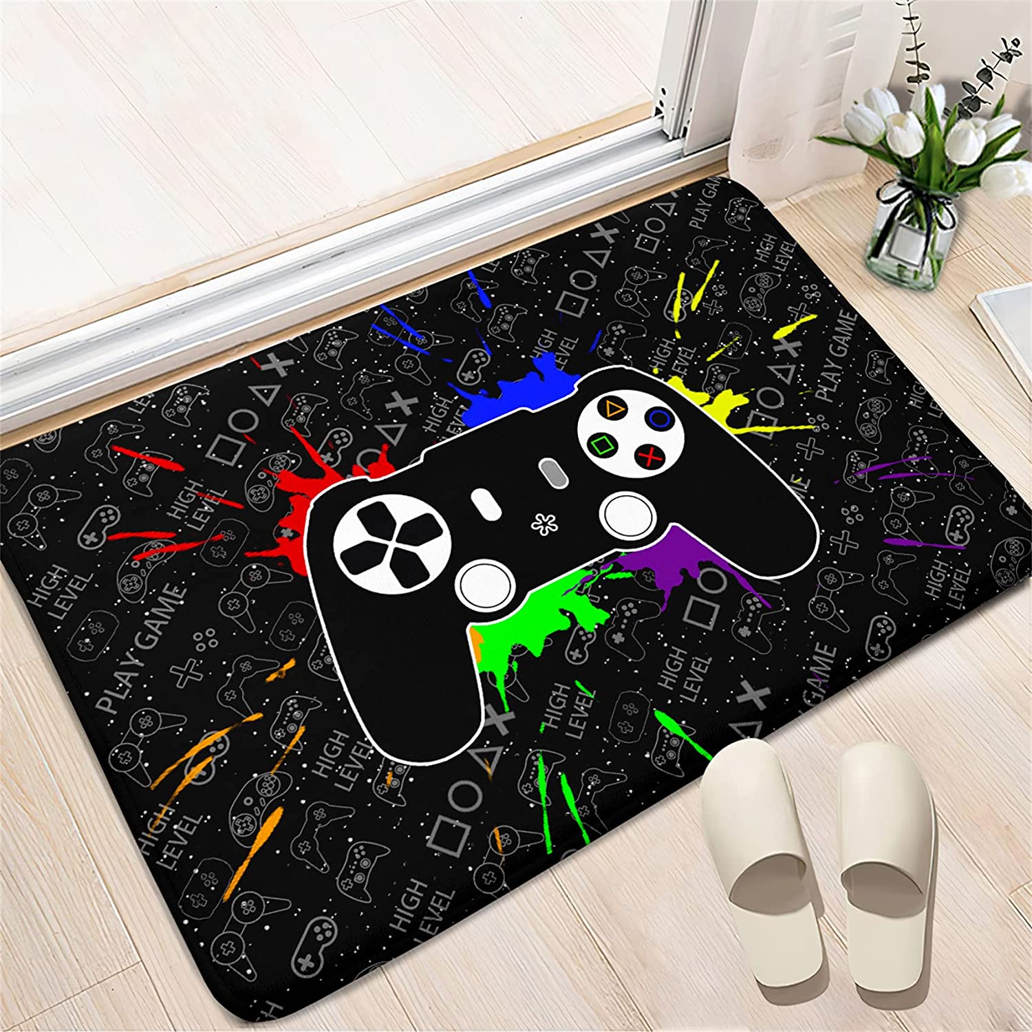 Black Video Games Area Rugs for Boys and Teens - 3D Printed Gamer Room Decor Floor Mat Door Mats, Throw Rugs Yoga Mat - Image 3