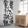 Black & White Mid-Century Modern Boho Shower Curtain with Abstract Leaf Design, Perfect for Contemporary Bath Decor