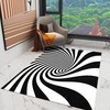 Black White Plaid Illusion Trippy Washable Area Rug - A Visual Vortex Optical Area Rug