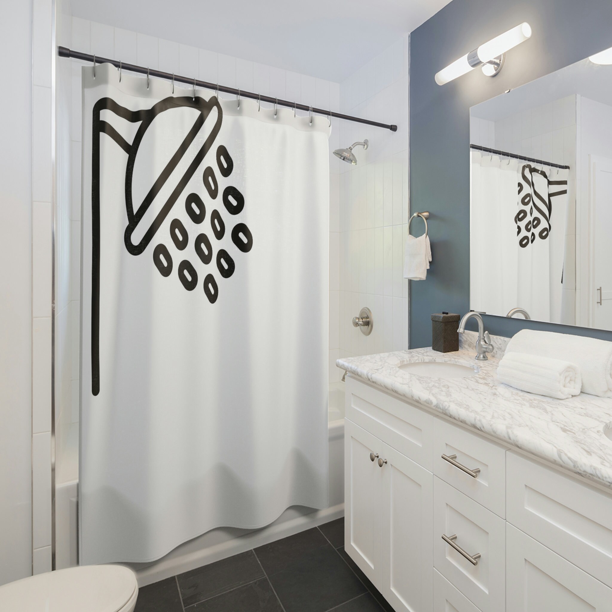 Black & White Zebra Print Shower Curtain | Animal Pattern Bathroom Decor | Luxury Shower Curtains
