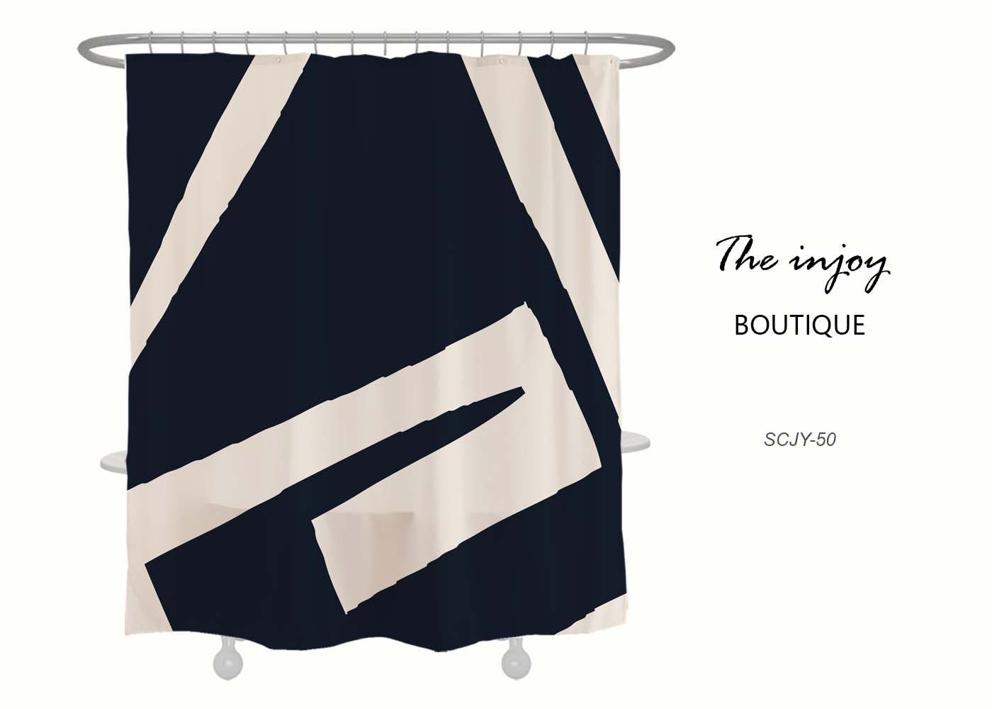 Black and Beige White Simple Shower Curtain - Heavy Extra Long Quality Curtains with 12 Hook - Customize Bathroom Decor