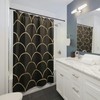 Black and Gold Royal Mermaid Scales Shower Curtain, Ocean Theme Shower Curtain, Beach House Bathroom