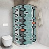 Black and Orange Geometric Retro Design Mid Century Modern Bathroom Shower Curtain with Minimalist Flair