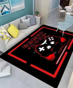Black and Pink Comfy Floor Mat for Gaming Room and Home Play