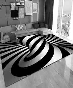 Black and White 3D Swirling Illusion Rug - Adds a Touch of Abstract Art to Your Living Room Decor