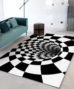 Black and White 3D Visual Illusion Trap Door Mat with Fluffy Non-Slip - A Must-Have Piece of Furniture Decoration