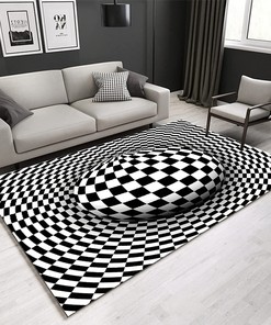 Black and White 3D Vortex Illusion Rugs Optical Illusion Rug Area Trap Swirl Illusion Carpet - A Journey Through Time