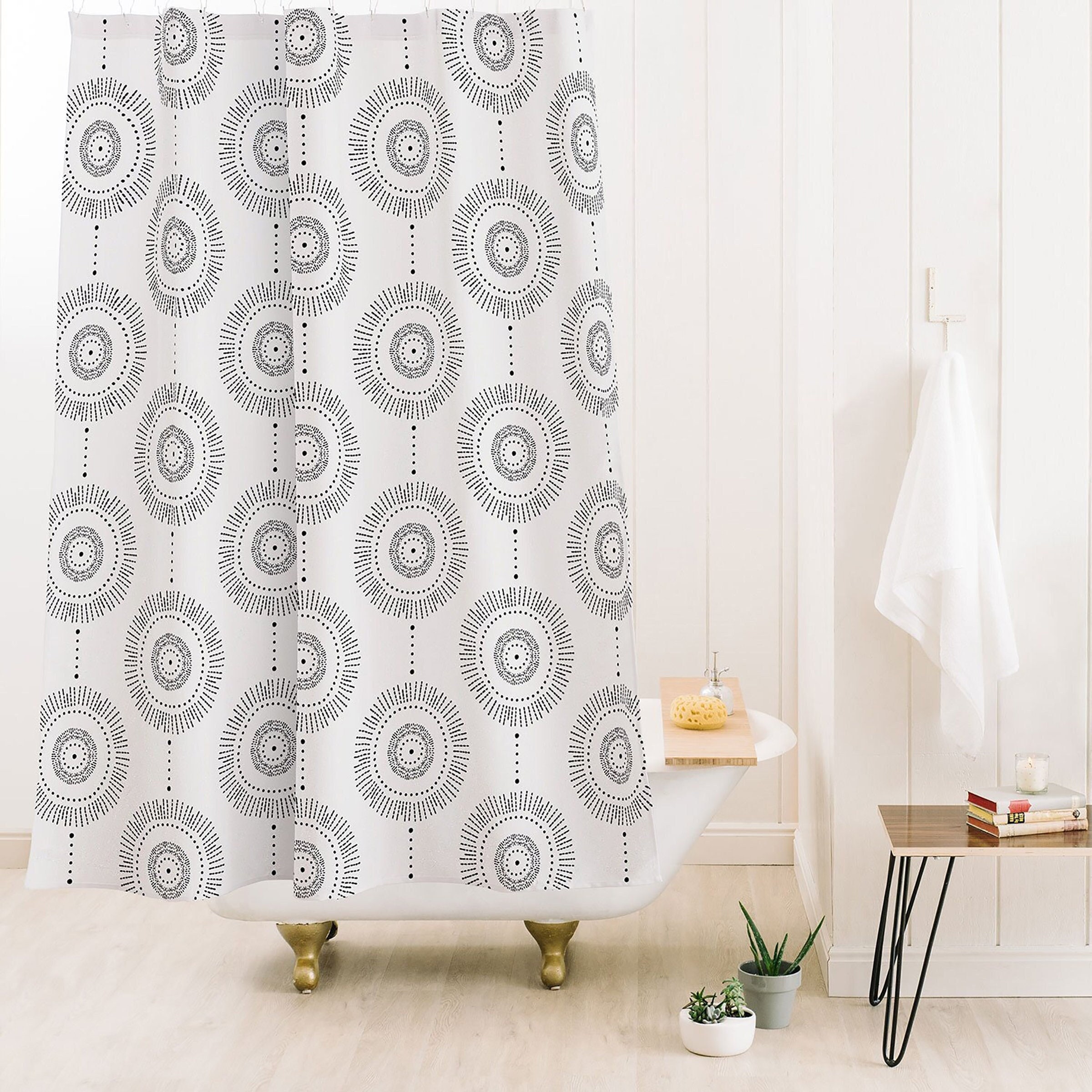 Black and White Boho Style Neutral Shower Curtain, Adds a Touch of Elegance to Your Bathroom Decor, Bath Curtain