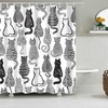 Black and White Cat Shower Curtain | Animal Fabric | Home Bathroom Decor | Cat Theme | Gift for Cat Lovers