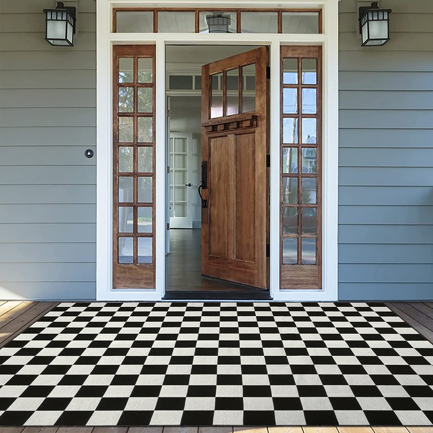 Black and White Checkered Rug - Modern Living Room and Bedroom Decor - Image 3