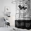 Black and White Doodle Pattern Shower Curtain with Coordinated Bath Mat and Towels