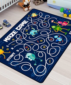 Black and White Non-Slip Floor Mat: Boys Gaming Area Rugs for Bedroom and Living Room - Home Decor