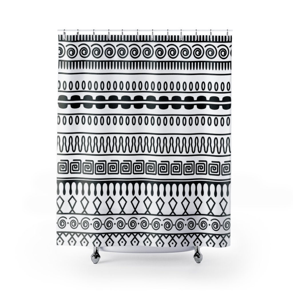 Black and White Shower Curtain for Dorm Room & Bathroom Decor - 71 x 71 inch Design and Bath Accessories