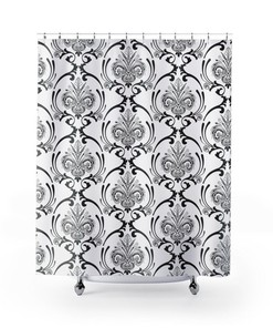 Black and White Shower Curtain with Vintage Farmhouse Charm