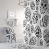 Black and White Sugar Skull Shower Curtain Set with Skull and Butterfly Bath Items