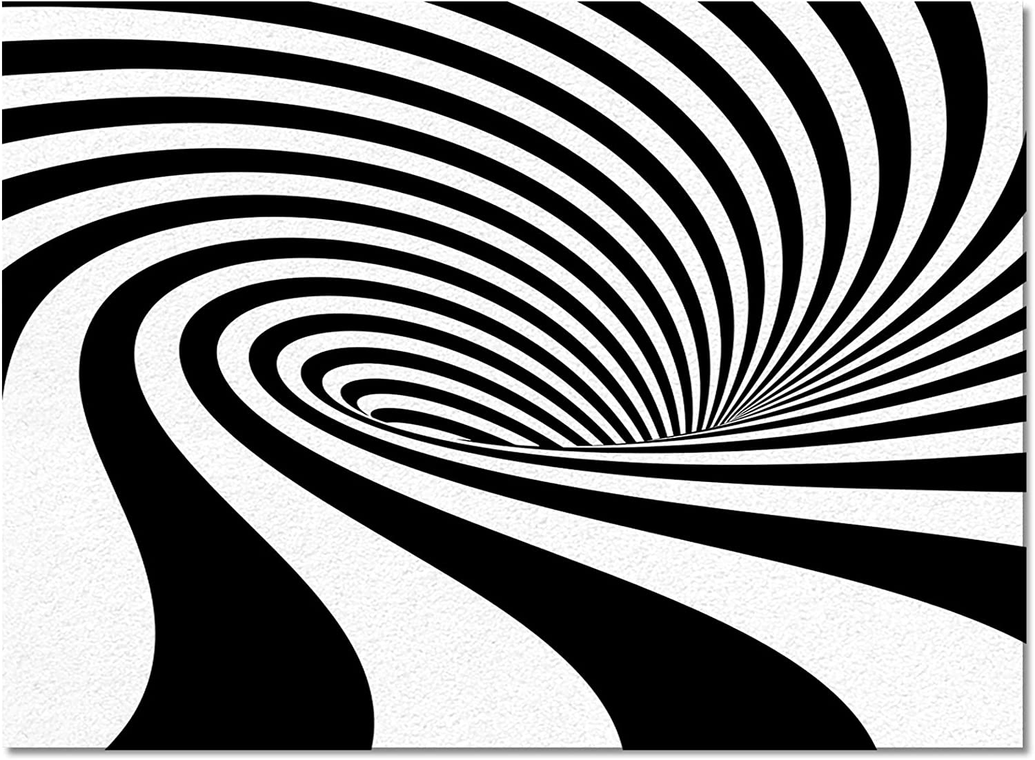 Black and White Trippy Vortex Optical Rug, Perfect for Indoor and Outdoor Use