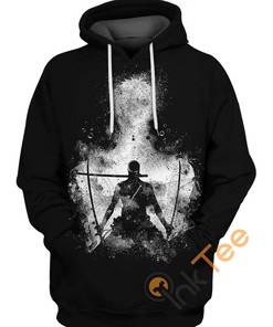 Black and White Zoro in All Over Print 3D Hoodie