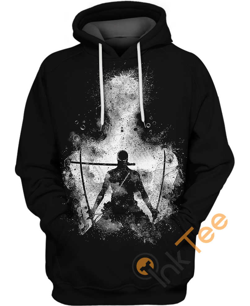 Black and White Zoro in All Over Print 3D Hoodie