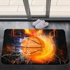 Black with Red Flame Basketball Rug - Sporty Playroom Decor for Boys Bedroom and Living Room