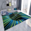 Blue Abstract Geometric Optical 3D Swirl Illusion Rug - A Perfect Contemporary Addition to Living Room and Bedroom Decor