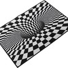 Blue Abstract Geometric Optical 3D Swirl Illusion Rug - A Statement Piece for Your Living Room Decor
