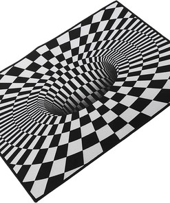Blue Abstract Geometric Optical 3D Swirl Illusion Rug - A Statement Piece for Your Living Room Decor