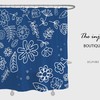 Blue Bohemian Flower and Leaves Shower Curtain with Customizable Sizes