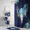 Blue Boho Chic Bull Skull Shower Curtain Optional Bath Mat, Bath Towels , Bathroom Decor