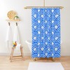 Blue Boho Shower Curtain with Art Deco Shapes - Eco-Friendly and Waterproof Polyester