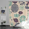 Blue Chrysanthemum Floral Shower Curtain | Summer Flowers | Linen Bathroom Curtain Set