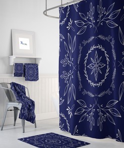 Blue Farmhouse Floral Shower Curtain, Ideal Bathtub Curtain for Serene and Relaxing Atmosphere in Bathrooms - SHOWER33