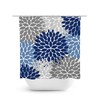 Blue Floral Shower Curtain - Elegant Fabric Bath Curtain with Gray Details for Girls' Bathroom Decor - SHOWER10
