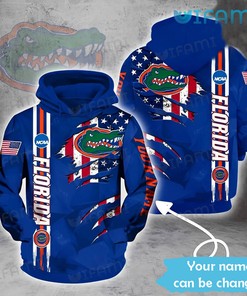 Blue Florida Gators Hoodie 3D Customized Name Logo Gators Gift