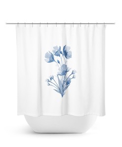 Blue Flower Shower Curtain for Minimalist Farmhouse Bathroom