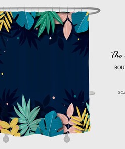 Blue Flowers Shower Curtain, Serene Bathroom Decor with Waterproof Washable Bath Curtain